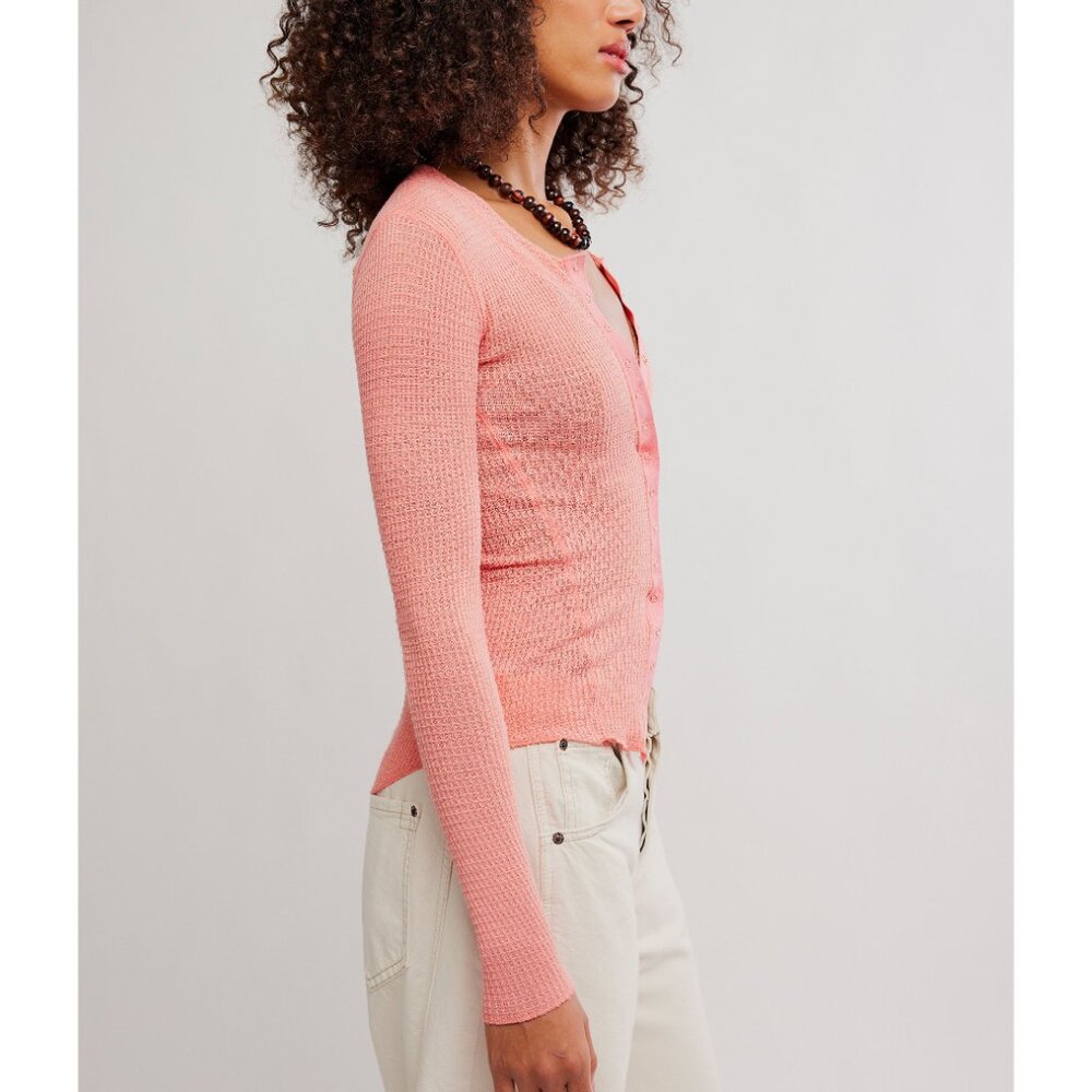 FREE PEOPLE Going Places Cardi / Coral Crimson - Picture 2 of 6